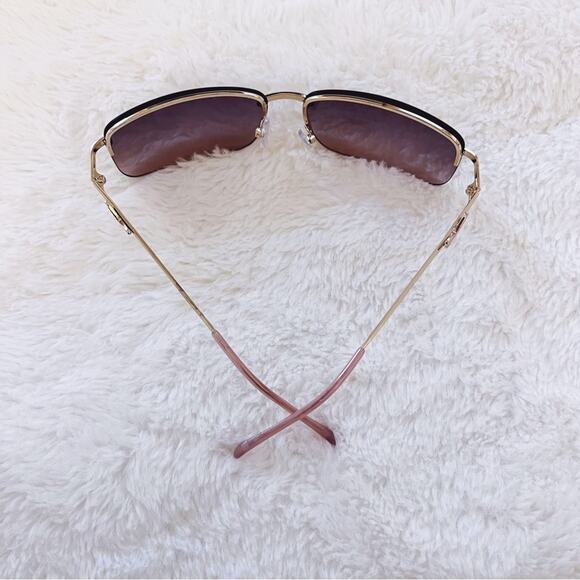 Delia Dark Purple Rimless Butterfly Accent Sunglasses - Picture 5 of 9